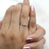 Three Stone Minimalist Blue Topaz Diamond Engagement Ring