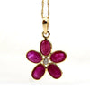 Dainty Natural Ruby Diamond Fine Flower Pendant