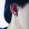 Dainty Diamond Ruby and White Sapphire Earrings