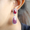 Natural Ruby & CZ Halo Fine Earrings