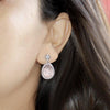 Rose quartz and White Topaz Halo Earrings
