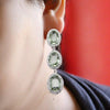 Green Quartz Halo Earrings