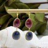 Multi Sapphire 14kt gold dangle earrings