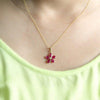 Dainty Natural Ruby Diamond Fine Flower Pendant