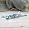 Dangling Blue Topaz & CZ Earrings