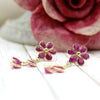 Dainty Natural Ruby Flower Earrings