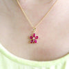 Dainty Natural Ruby Diamond Fine Flower Pendant