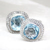 Natural Blue Topaz & CZ Halo Cufflinks Fathers Day Gift