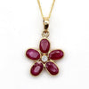 Dainty Natural Ruby Diamond Fine Flower Pendant