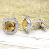 Natural Citrine & CZ Halo Faceted Cufflinks Fathers Day Gift