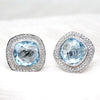 Natural Blue Topaz & CZ Halo Cufflinks Fathers Day Gift
