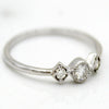 Delicate Three Diamond Engagement Ring| 10K solid White Gold|