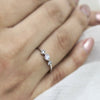 Delicate Three Diamond Engagement Ring| 10K solid White Gold|